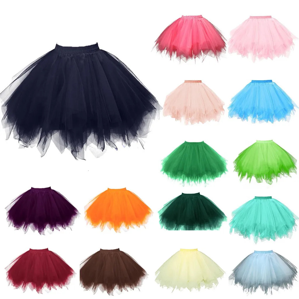 Womens Vintage Tulle Skirt Short Tit Mini Skirts Adult Dance Ballet Dancewear Petticoat Party Costume Ball Gown 250208Z