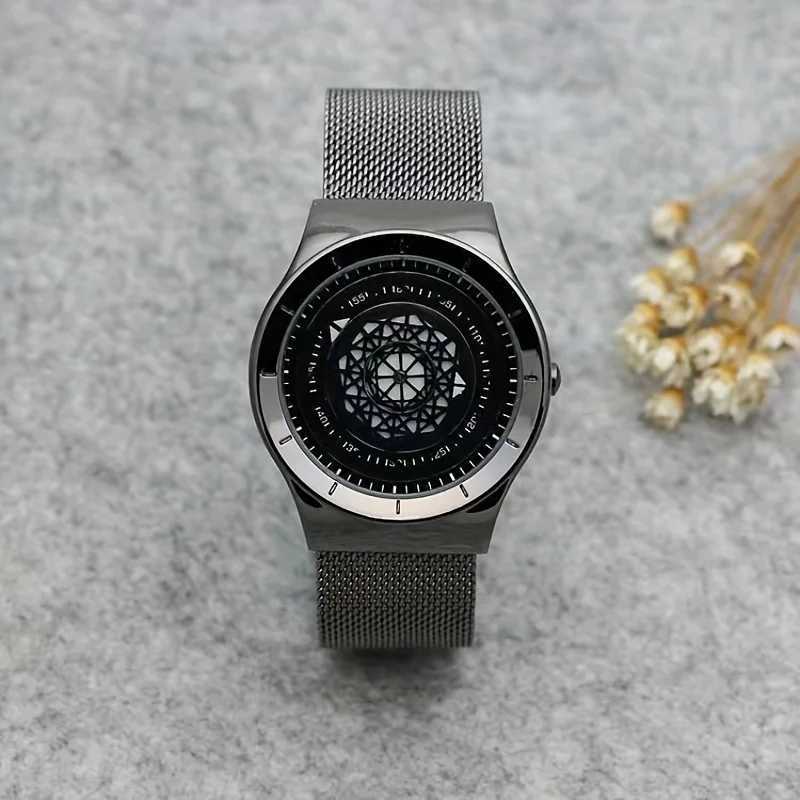 New Concept Pointless Black Technology Watch Mens and Womens Students Minimalist Fashion Trend Quartz Watch Z250207