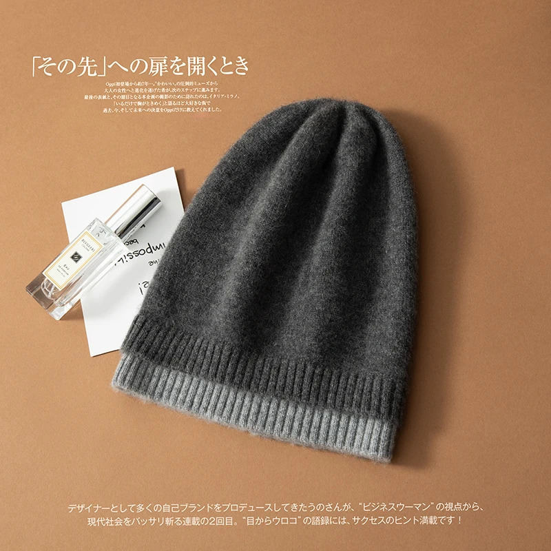 Winter Hats Women 100% Goat Cashmere Knitted Headgears Female Soft Warm Beanies Hat Fashion Causal Outdoor Hedging Cap 250221