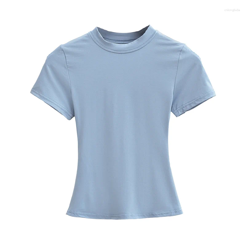 Womens T Shirts 2025 High Quality Casual Shirt Sexy Slim Short Sleeves Fashion Trend Solid Women Clothing Tops