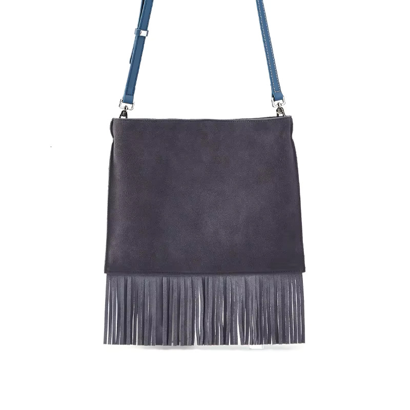 Tassel Design Shoulder Simple Solid Color Classic Style Square Body Women's Crossbody Bag