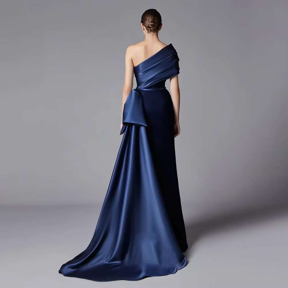 Chic Ball Gowns Off Shoulder Pleated In A Straight Fashion Evening Front Slit Up The Floor Party Dresses For Woman