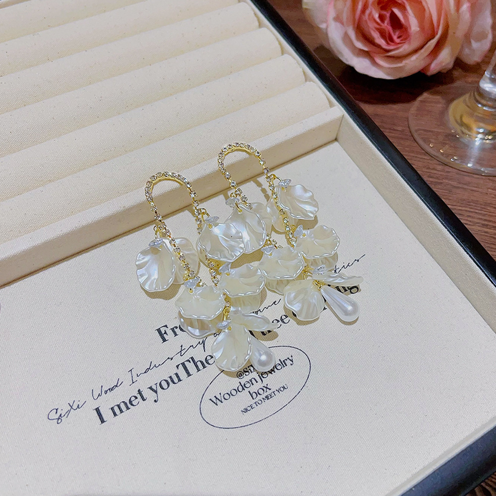 Women's Earrings 2PCS/LOT S925 Pearl Tassel Earrings Exaggerated Colored Rhinestone Personalized Earrings