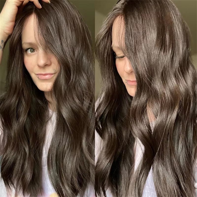 Long Dark Brown Body Wave hd full lace wig Glueless burnetter highlight balayage blonde ash Human Hair Wig With Baby Hair HD Lace European Hair Preplu