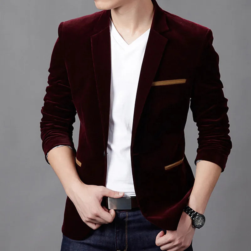 Autumn Velvet Wedding Jacket Mens Fashion Casual Set Stage DJ Business Clothing Men 250208Z
