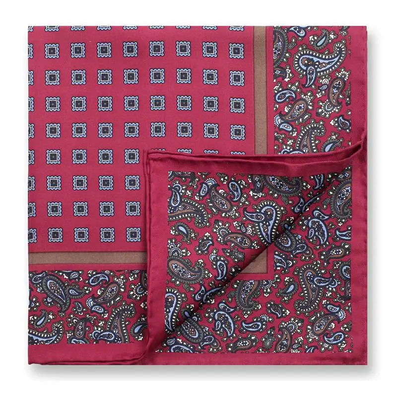 Mens Business Suits Pocket Square Handkerchiefs for Wedding Fashion Paisley Print Hankies Mens Pocket Towel 100% Silk Twill 250221