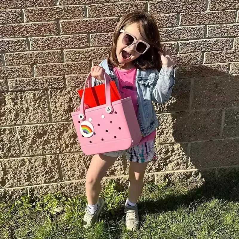 EVA waterproof summer storage basket cave childrens beach storage bag mini color handbag printed outdoor pet bag girl handbag Y250409e4