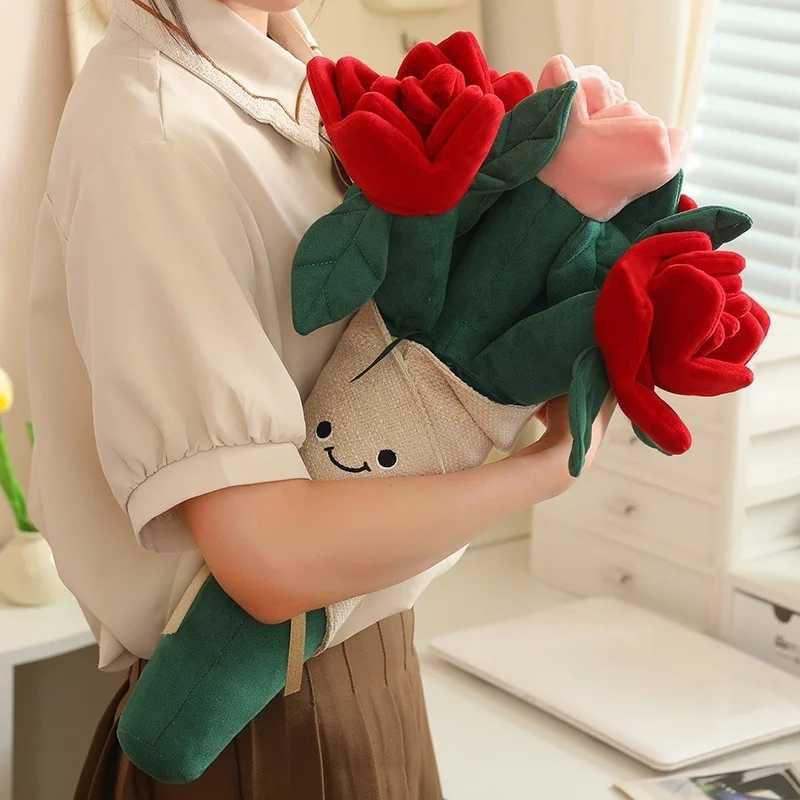 Valentines Day Plush Rose Flower Stuffed Bouquet Blossom Narcissus Tulip Succulent Potted Creative Room Decor Girl Friend Gift Free shipping