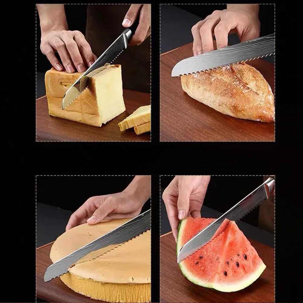 Kitchen Knife Set Professional Chef Japanese Knife 7CR17 Damascus Knife Cleaver Meat Fish Chicken Vegetable Fruit Fillet Knives W250208