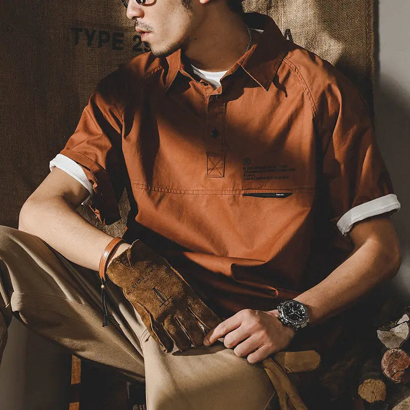Summer Polo Shirt Mens Short Sleeve Loose Button Patchwork Plus Size T Tops Smart Casual Fashion Men Clothes 250207