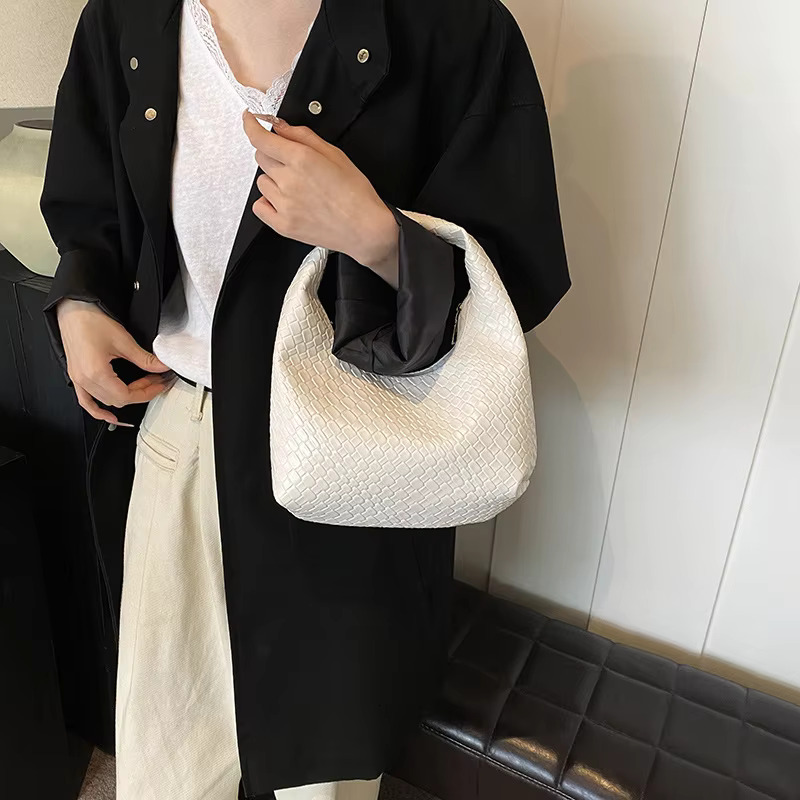 Women Classic Fashion Woven Emed Hobo Soft PU Leather Small Top-handle Shoulder Bag Casual Daily Handbags swissmilitary