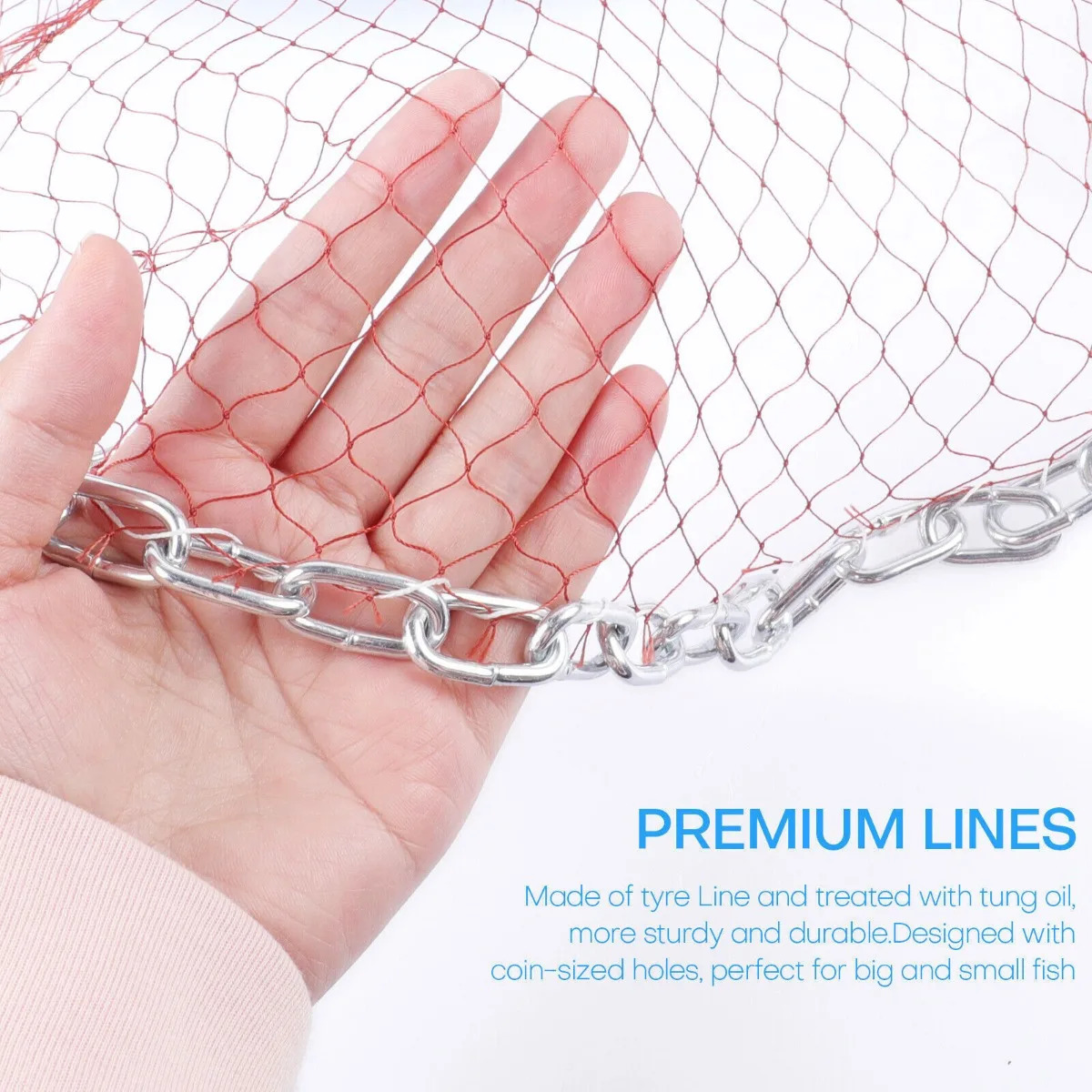 Us-12FT Fishing Cast Net Bait Trap Easy Throw Hand Cast Net Mesh W/Chain Sinker 250207