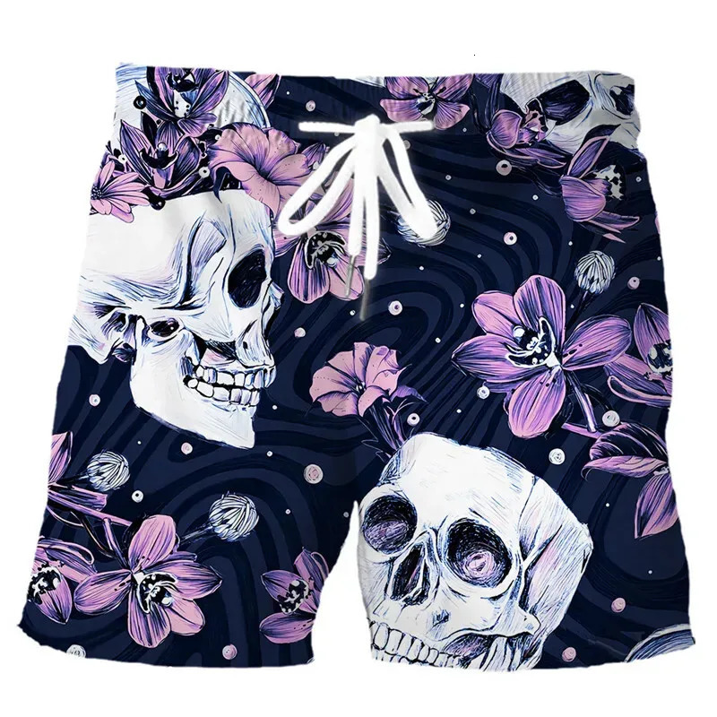 Summer Fashion Skull Pattern Shorts Casual Mens 3D Printed Beach Surfing and Swimming Outdoor 250208Z