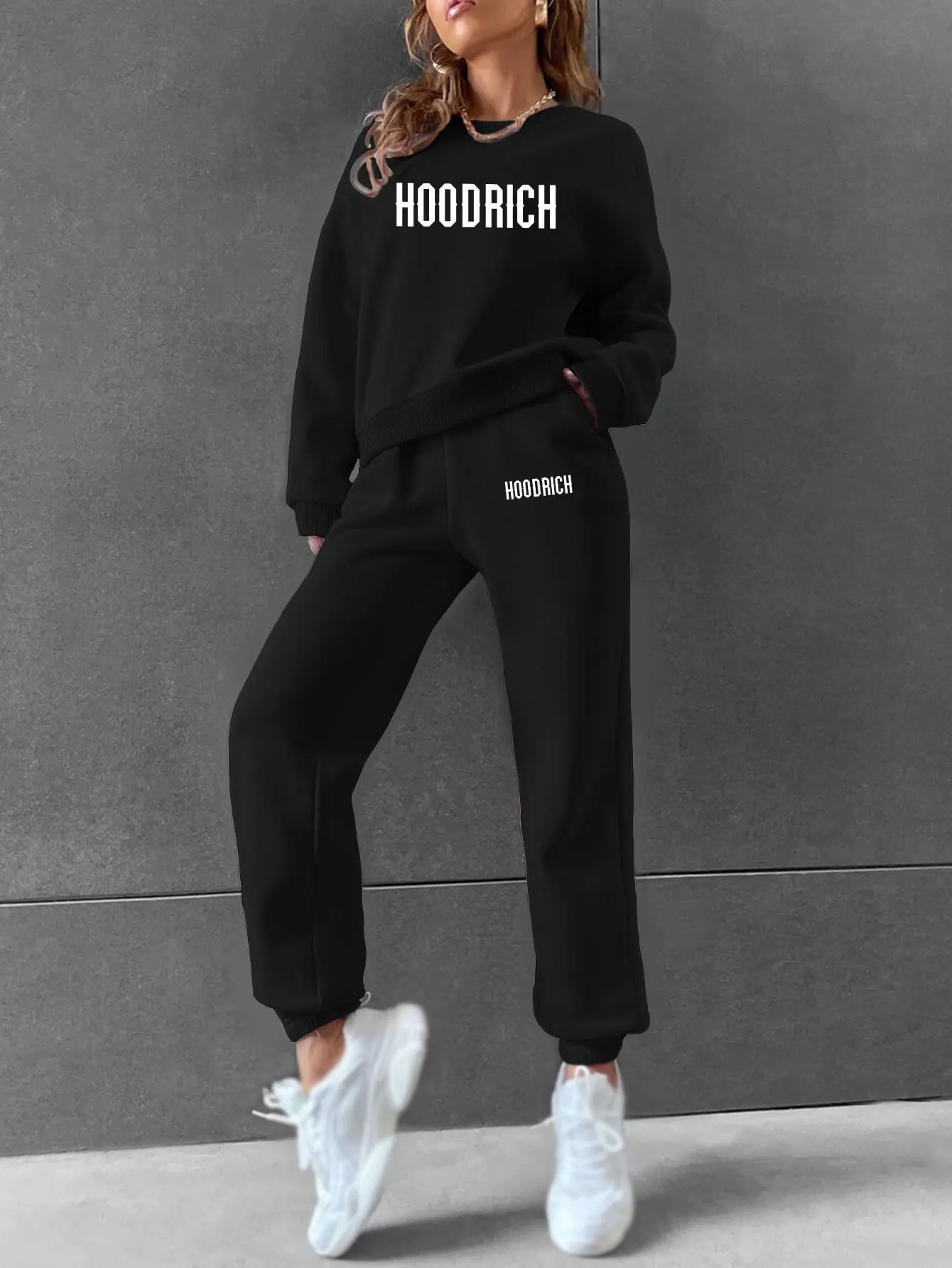 women Hoodiessweatpant set Hip Hop Street Casual Printed HoodRich Oversize Loose Sweatshirts Autumn Warm Fleece Clothing 250110