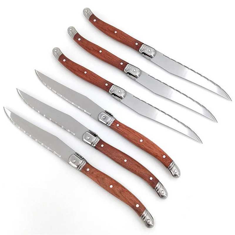 4/6/8 P Serrated Steak Knife Set All Tangshan Iron and Steel Table Knife Sharp Handle Knife W250208