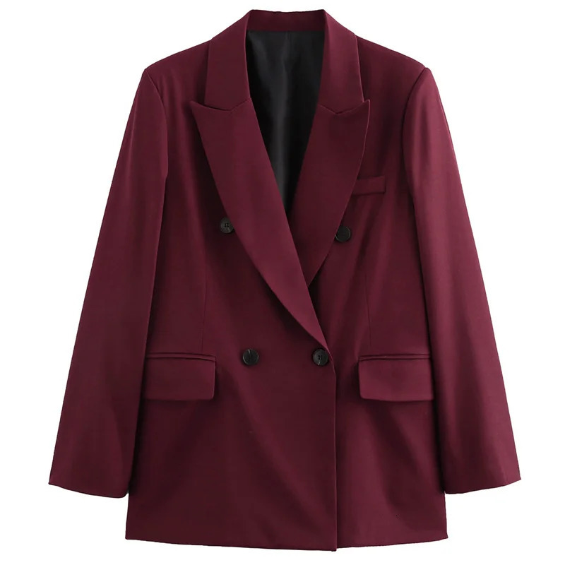 HXAO Womens Blazer Office Wear Women Burgundy Blazers Outerwears Autumn Suit Jacket Red Long Sleeve Coats Mujer 250208wtt
