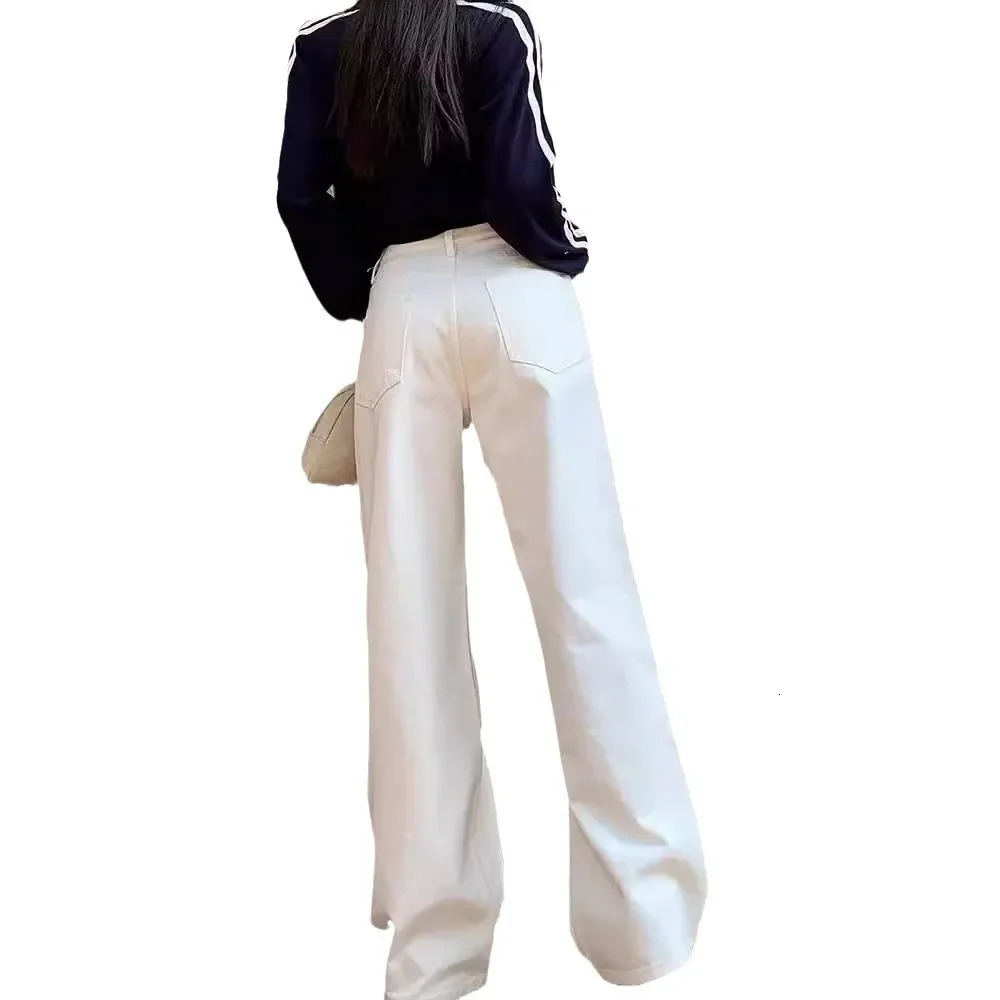 Petitewhite Womens Jeans Loose-Fit High-Waisted Slimming Straight-Leg Draped Versatile Trousers Autumn Arrival 250206