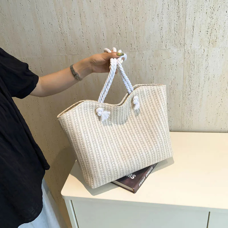Straw Woven Large Capacity Bag Female Summer Beach Woven Bag Womens Bag Single Shoulder Tote Large Bag 250206