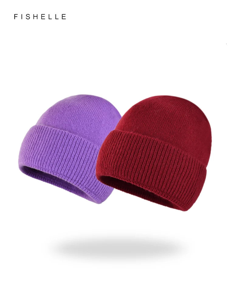 soft solid pure wool hat womens winter warmth knitted wool cap for mens cold hat thin beanie adults gifts 250221