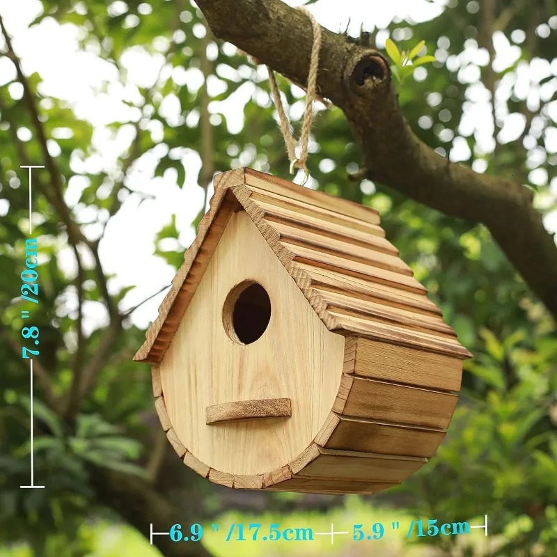 Outdoor Bird Houses Natural Wooden Bird Hut Clearance Bluebird Finch Hanger Birdhouse for Garden Viewing 250207