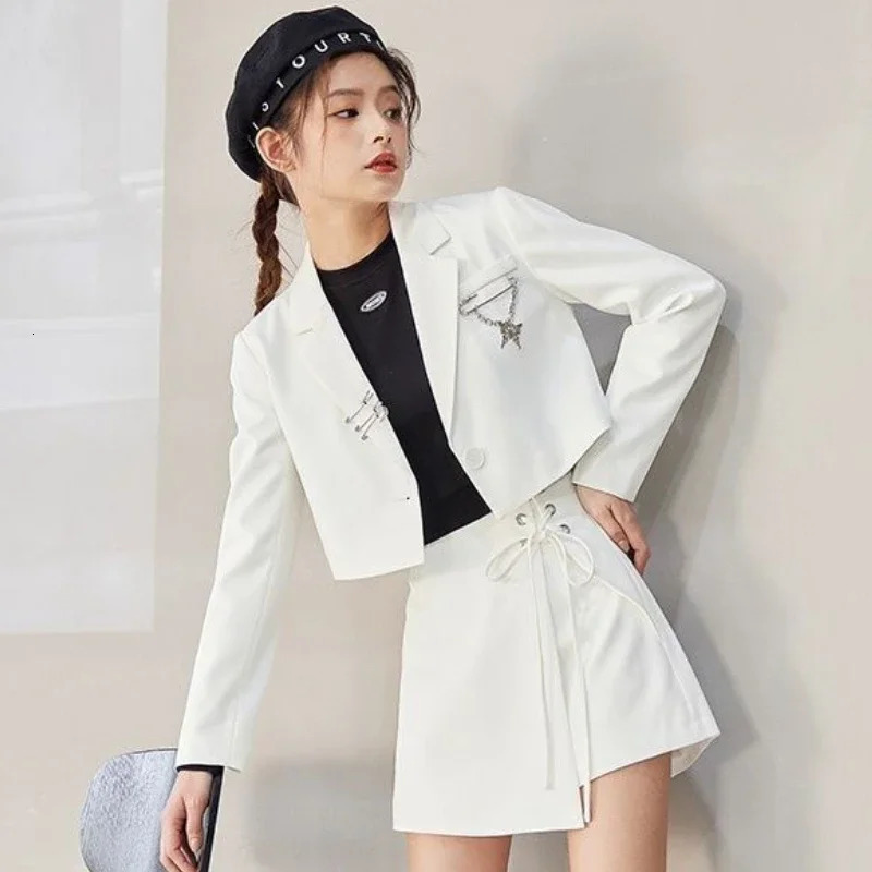 Cropped Blazers Womens er Chain Recess Hipsters S-3XL Youth Autumn Ulzzang Street Clothing Personalized Youth Y2k Coat 250207