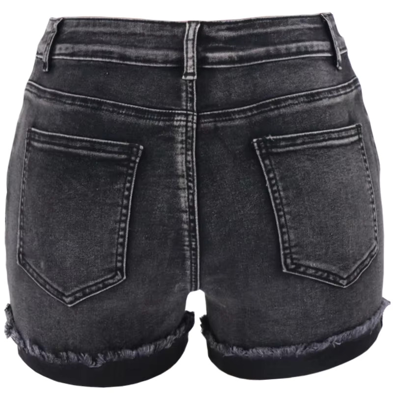 2025 New Women's Designer Summer Black Denim Shorts Sexy Fashion High Waist Elastic Shorts Jeans S-2XL Global Direct Shipping