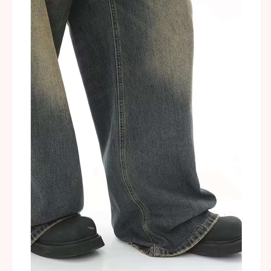 Autumn jeans Men's Denim Pants Old Blue Washed Male Jeans Straight Casual Menwear Loose Wide Leg Trousers 2024 New Fashion