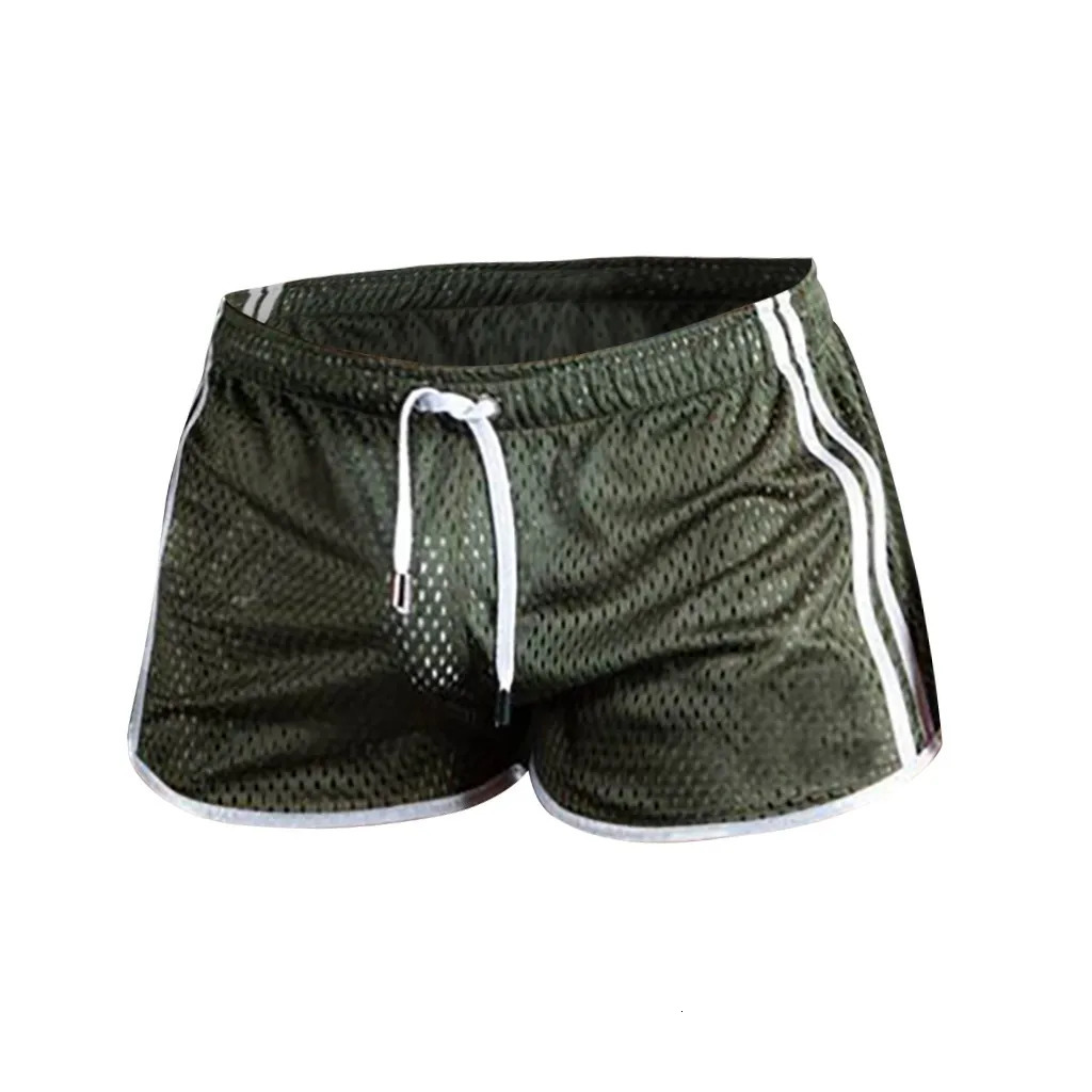 Mens Sport Running Shorts Quick Dry Grid Workout Short Pants 2025 Summer Cool Breathable Mesh Men Beach Swim Sweatpants 250208Z