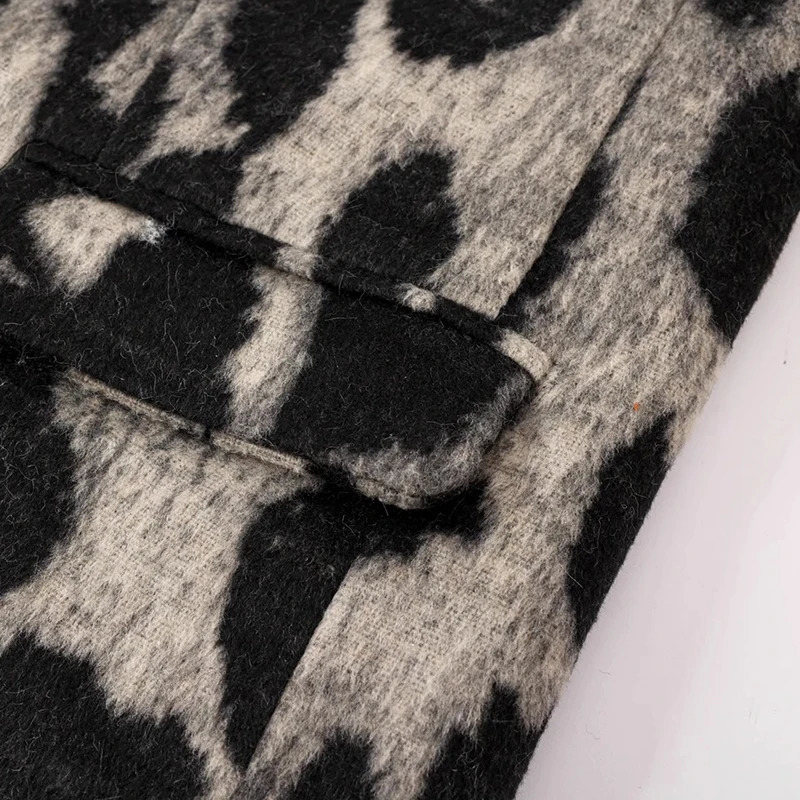 Leopard Print Coat Women Autumn Winter Korean Style Niche Loose Suit Jacket Casual Vintage Temperament Blazer 250207