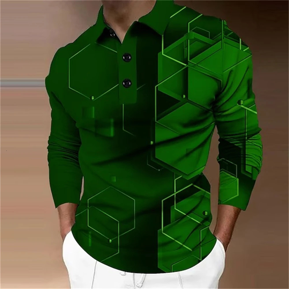 2024 Spring and Autumn Plaid Casual Fashion Lapel Shirt European American Large Sizespring Mens Polo Shirts 250207