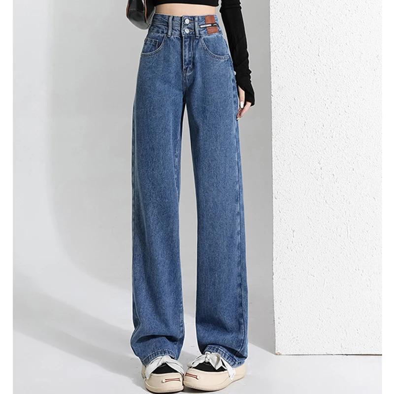 Woman High Waist Thicken Jeans Female Gothic Pants s Fashion Winter Snow Warm Retro Black Blue Grey Thermal Denim Trousers 250206
