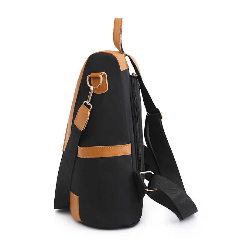 Womens Backpack Fashion Contrasting Color Outdoor Travel Backpack Oxford Cloth Dual Use Leisure Backpack Womens Bag