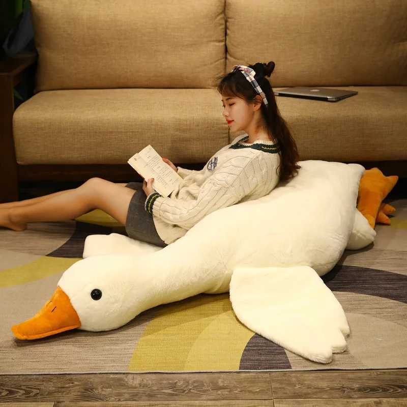 130CM Giant White Duck Plushie Toys Soft Stuffed Big Wings Goose Doll Lovely Animal Pillow For Children Girls Birthday Gifts Z250208