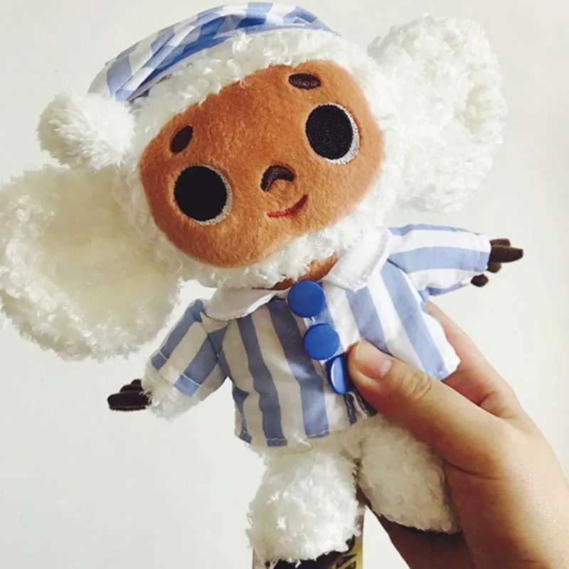 Cute Cheburashka Plush Toy Big Ryes Monkey with Clothes Soft Doll Russia Anime Baby Kids Sleep Appease Doll Toys for Childre Z250208