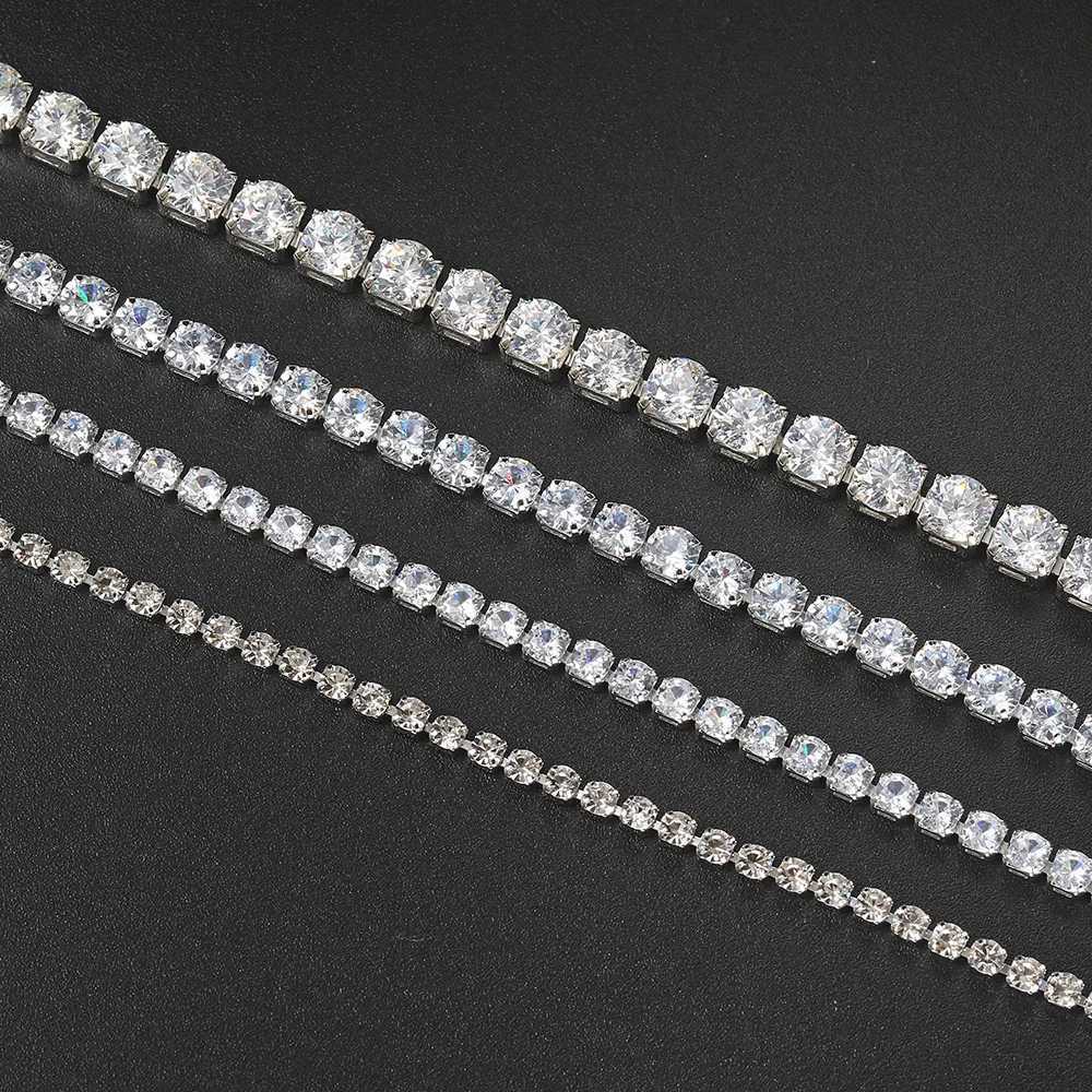 Hip Hop Iced Out 3/4/5mm Crystal Tennis Bracelet for Men Homme Trendy Punk Zirconia Mens Chain on The Hand Streetwear Jewelry Y250208