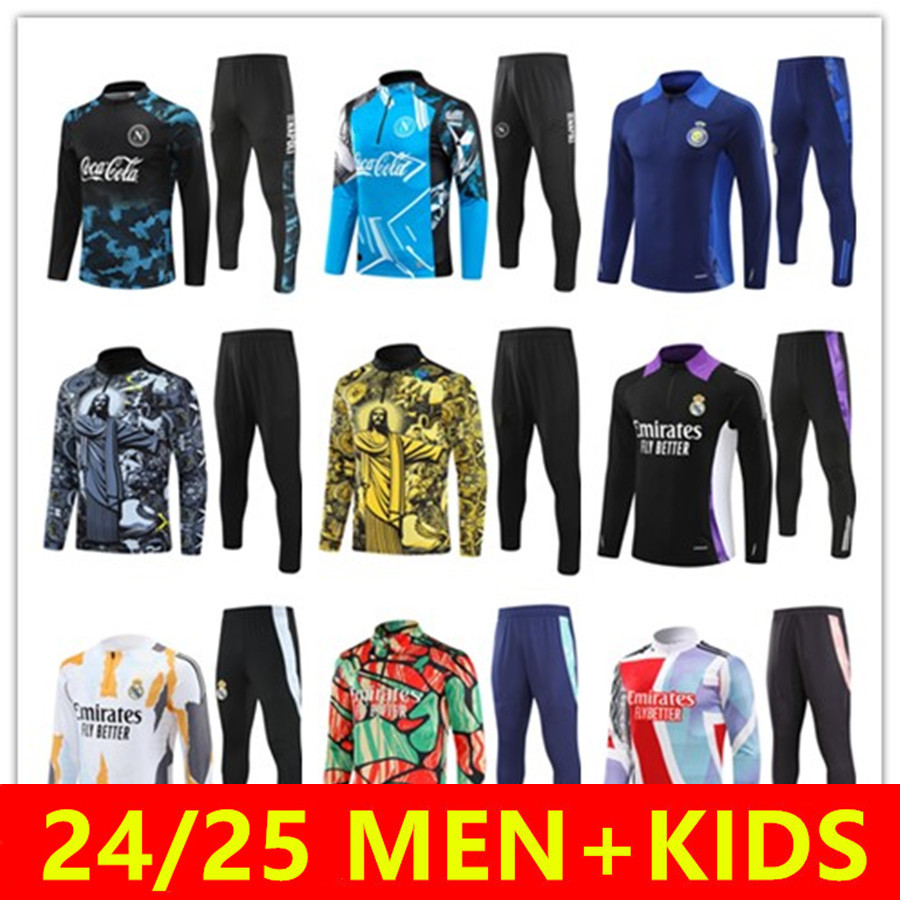 2024 2025 2026 Napoli Football tracksuit Pre Match jacket KVARATSKHELIA McTominay 24 25 26 Al Nassr jogging Soccer training suit Men Kids Futbol chandal