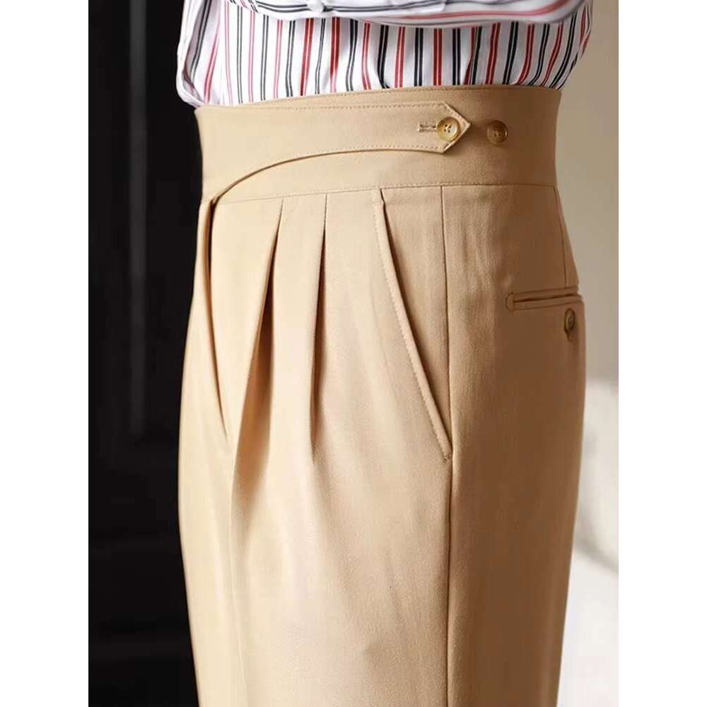 Naples Trousers 2025 Spring Autumn New Fashion Belt-up High Waist Slim Men Business Casual Solid Color Straight Pants