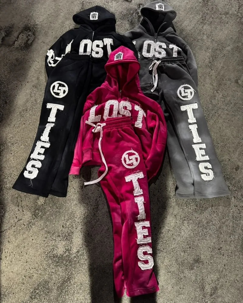 Harajuku fashion Streetwear Men clothing Y2k Alphabet patchwork y set Goth trend retro couple loose tracksuit hoodie 250108