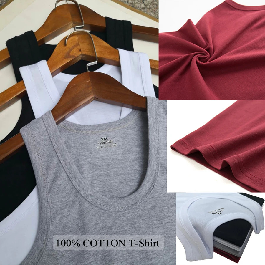Tank Tops Men 100 Cotton Solid Vest Male Breathable Sleeveless Slim Casual Gym Running Comfortable Undershirt Mens Gift 250207