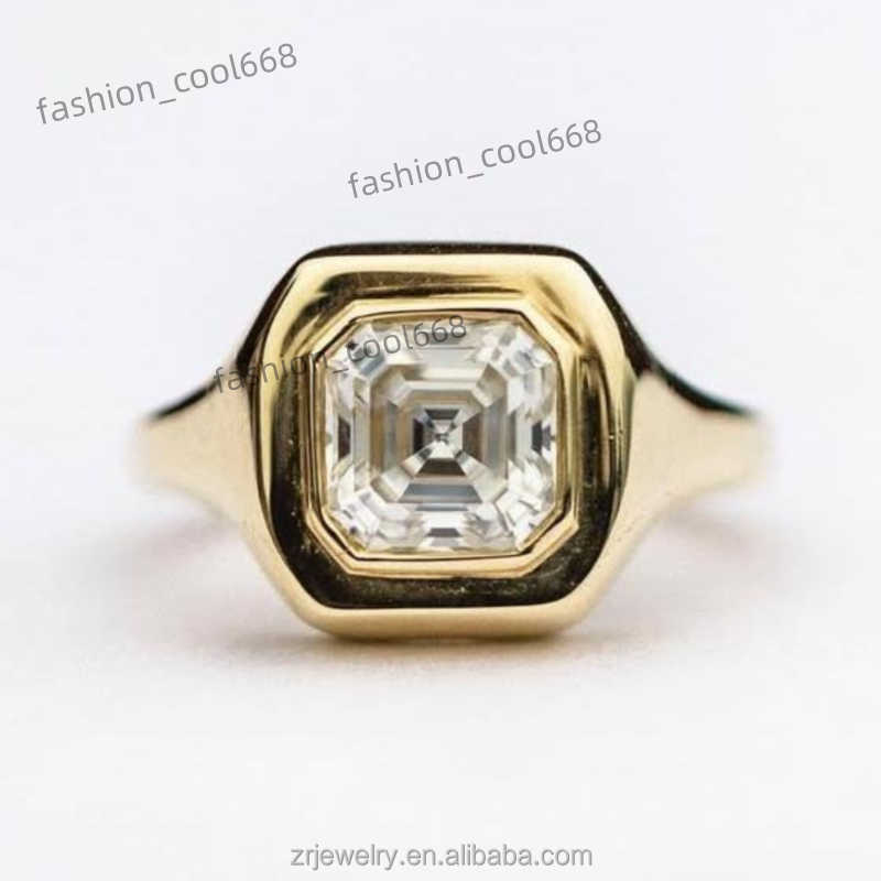 Classic assecher solitaire rings s sterg sier gold plated signet moissanite ring men