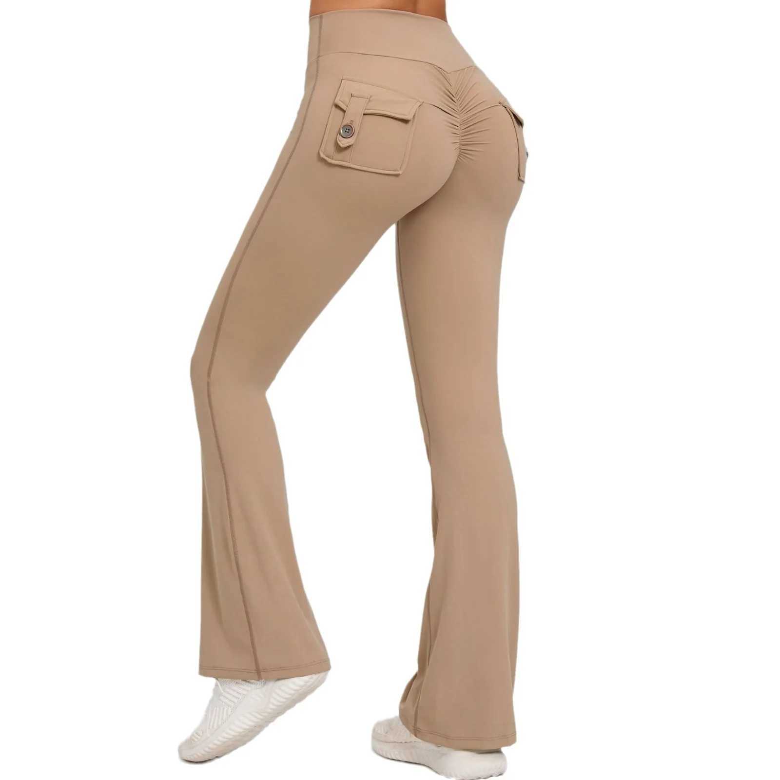 Yoga Outfit Casual Baggy Pocket Pants Sexy High Waist Flared Women Fitness Sweatpants Female Push Up Dance Trousers Gym Workout H250207