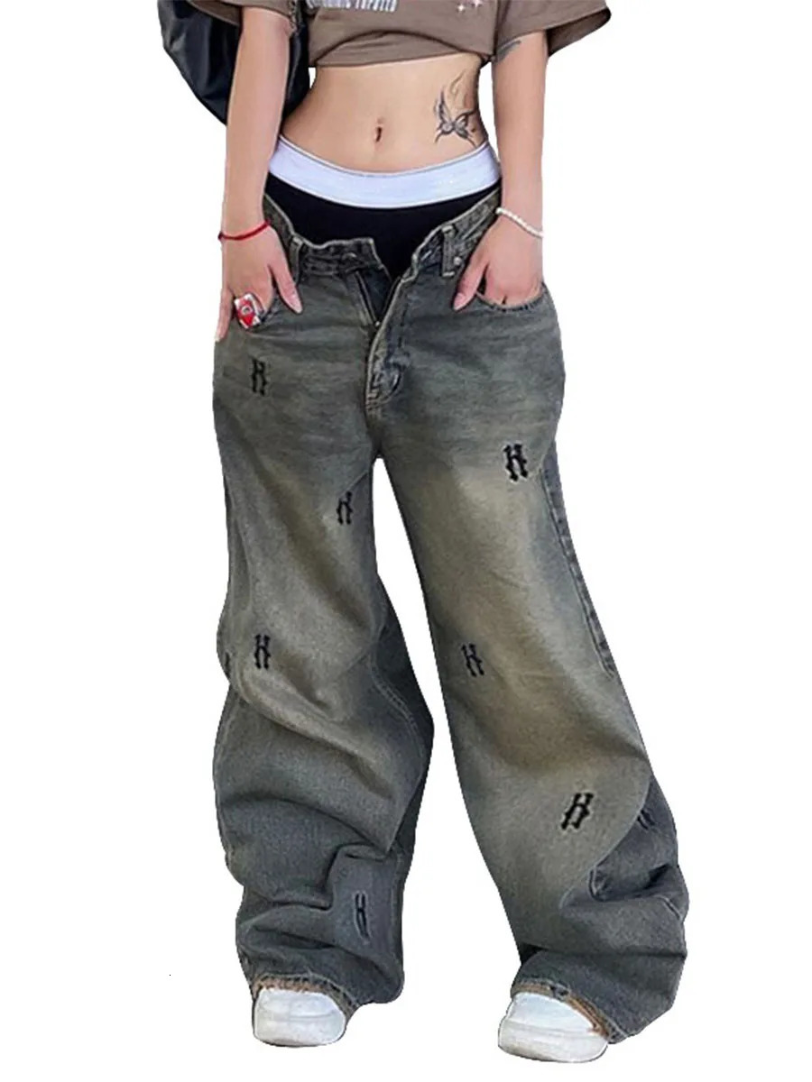 Women Straight Wide Leg Baggy Jeans High Waisted Relaxed Fit Denim Pants Trendy Y2K Streetwear with Pockets 250121