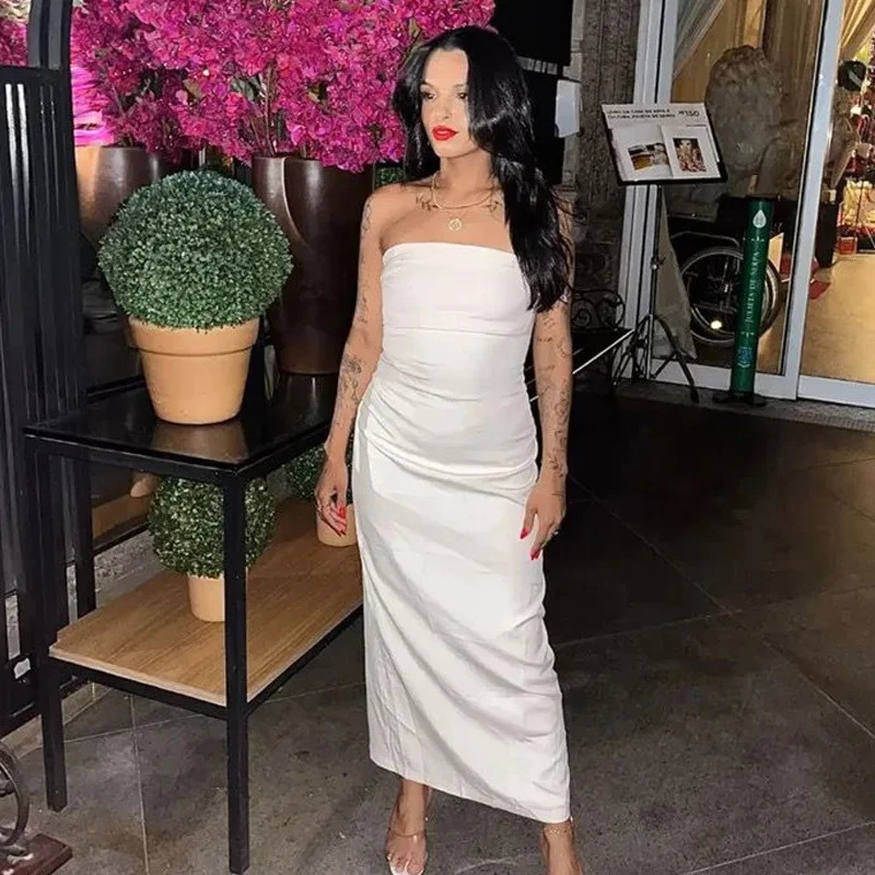 ASDS 2024 off shoulder black white long dres bodycon beige midi dress woman summer backless sexy party dresses 250207