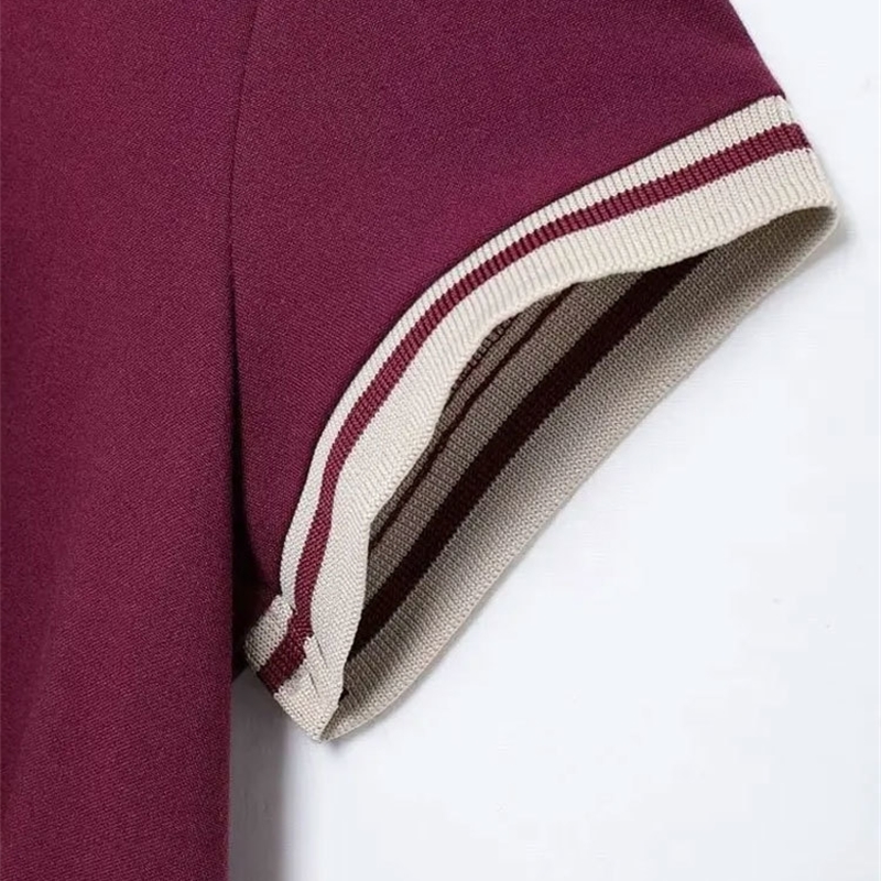 TRAFWomens Contrast Ribbed Pleated Knit Mini Dress Polo Collar Short Sleeves Female Dresses Chic Fashion y250206