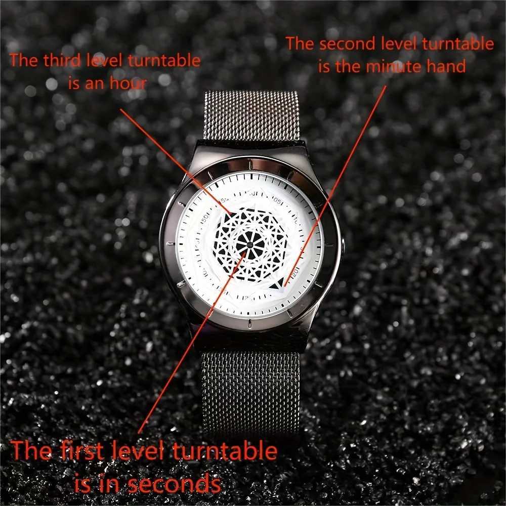 New Concept Pointless Black Technology Watch Mens and Womens Students Minimalist Fashion Trend Quartz Watch Z250207
