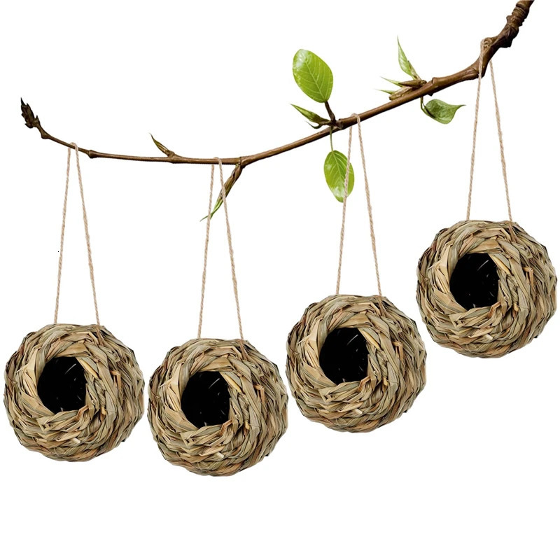 1pc Natural Handmade Straw Bird Nest House Parrot Nest Warm Pet Bedroom Courtyard Small Animal Bird Cages 250207