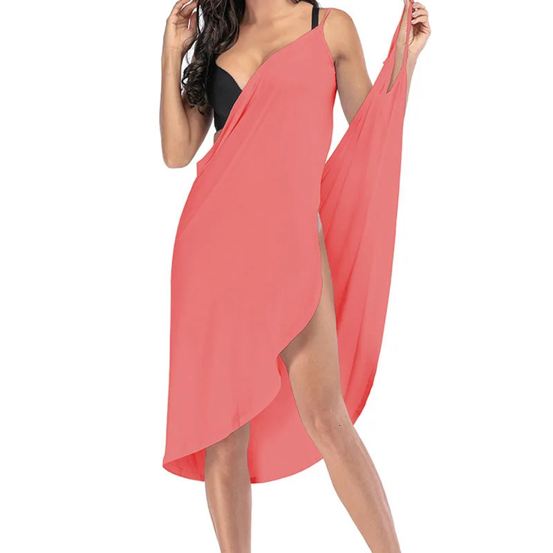 NSANGU Summer Beach Sexy Women Solid Color Wrap Dress Sun Protection Bikini Cover Up Sarongs Female Bathing Suit Swimwears 250208Z
