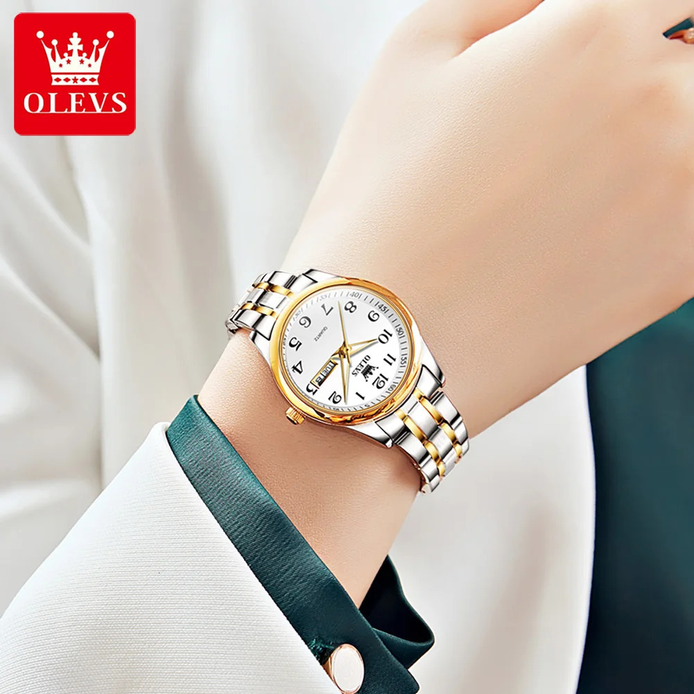 OLEVS Quartz Watch Women Fashion Ladies Watches Wrist Waterproof Luminous Stainless Steel Gold Women Watches Elegant 250221