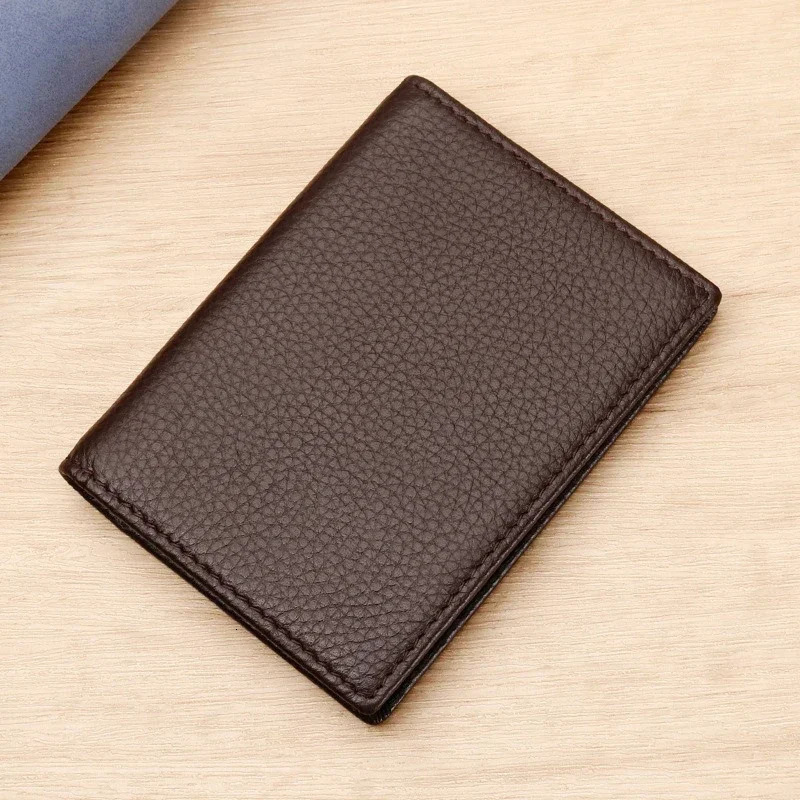 Bifold RFID Card Wallet for Men Genuine Leather Slim Business ID Card Case Thin Male Organizer Men Credit Card Holder Wallets 250208