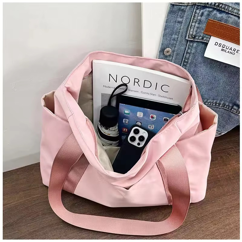 Women's Solid Color Tote Commuting Shoulder Leisure Simple Mommy Go Out Bag Large Capacity Nylon Handbag swissmilitary